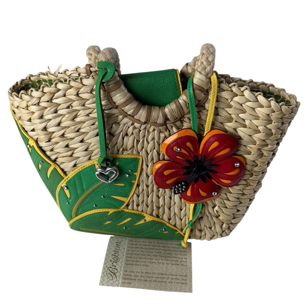 BRIGHTON STRAW & LEATHER FLOWER LEAVES purse - Picture 12 of 13